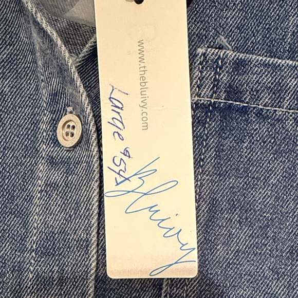 Bluivy, large, NEW,  Button-Up Shirt Dress, fringe bottom - Picture 3 of 6